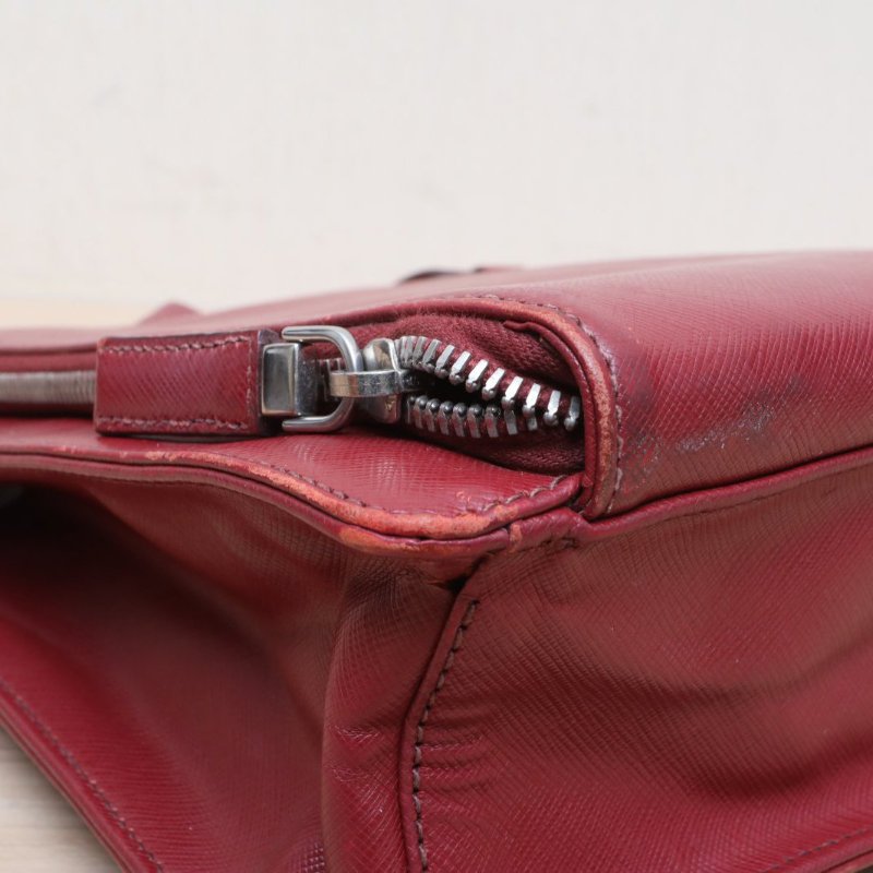 PRADA 紅色牛皮公事包肩背包-2