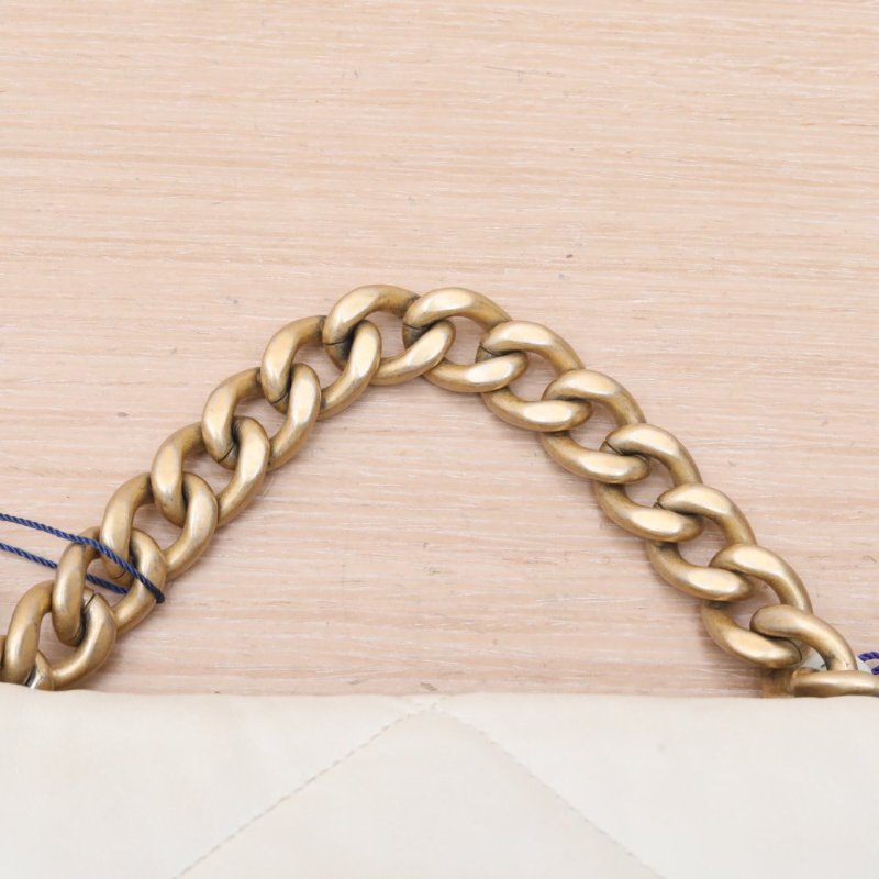 CHANEL 19BAG口蓋包小號26白色羊皮28開金銀扣肩背包-2