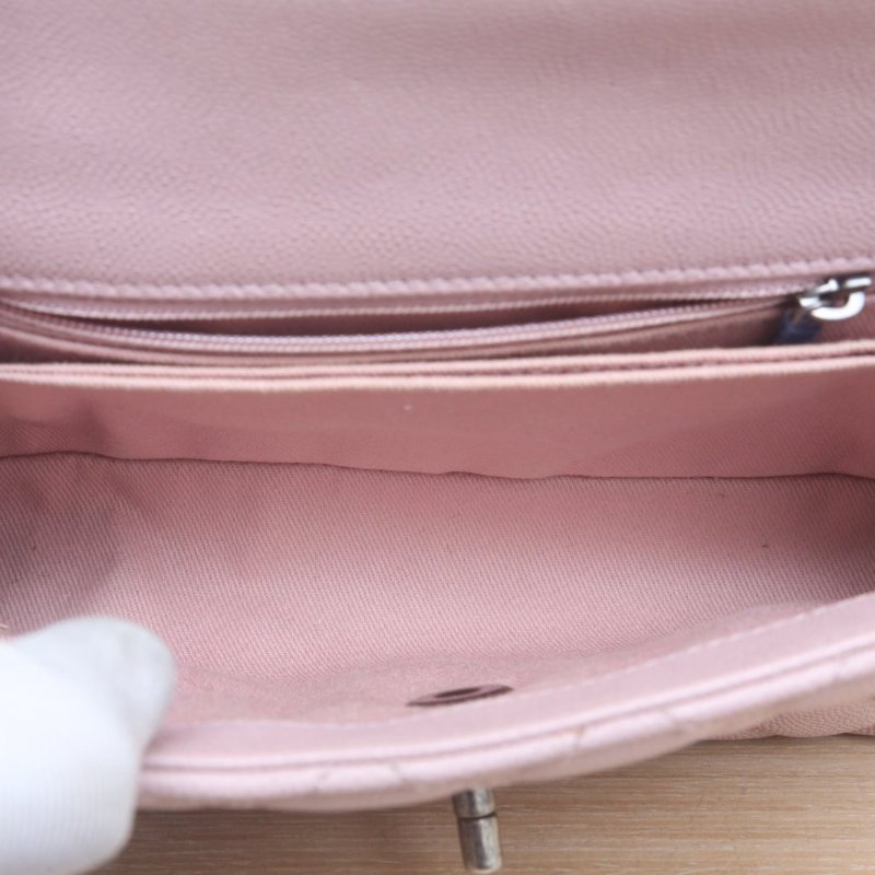 CHANEL CocoHandle小號24粉色荔枝牛皮23開銀扣肩背包-4