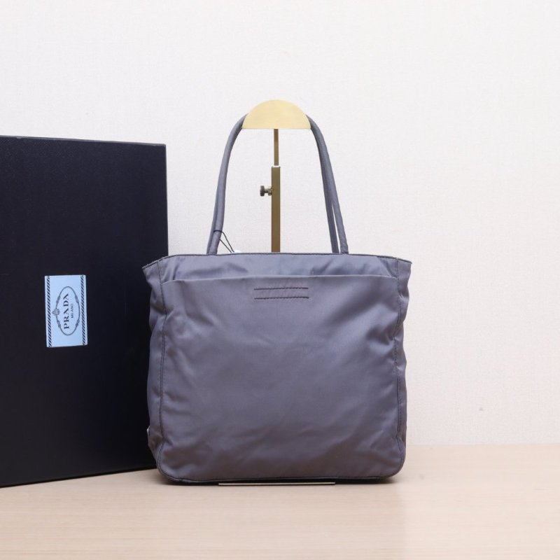 PRADA 灰色尼龍無側標手提包購物袋肩背包-0