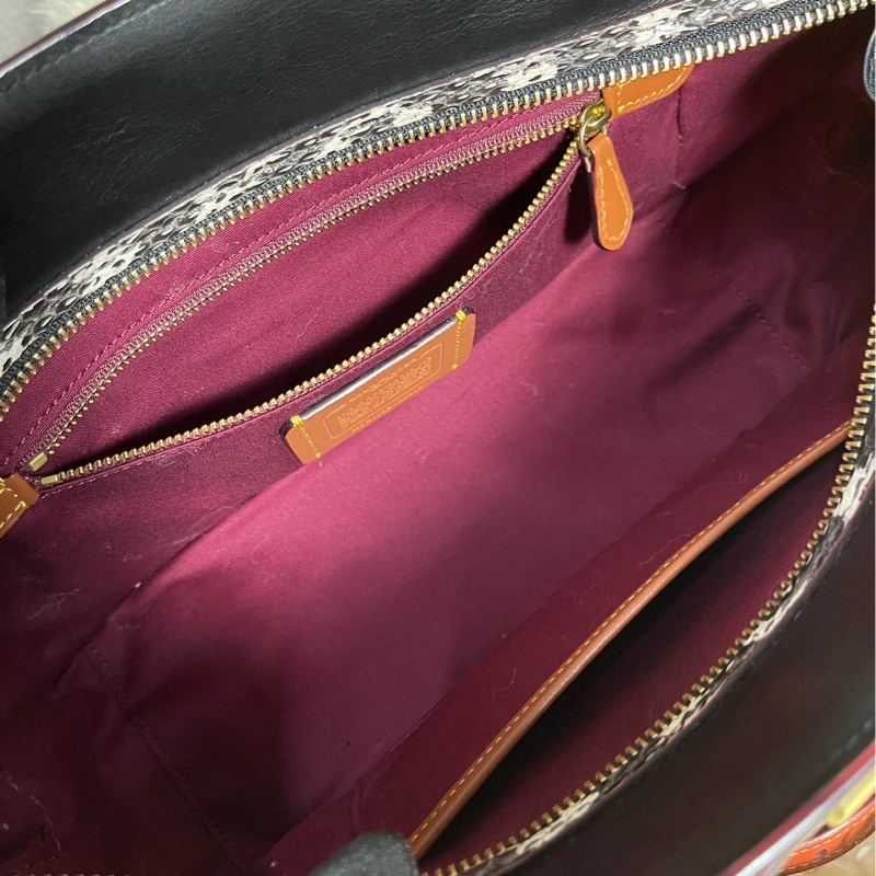 Coach Dreamer 棕色Signature 帆布搭配酒紅色及深藍色皮革飾邊 73549-3