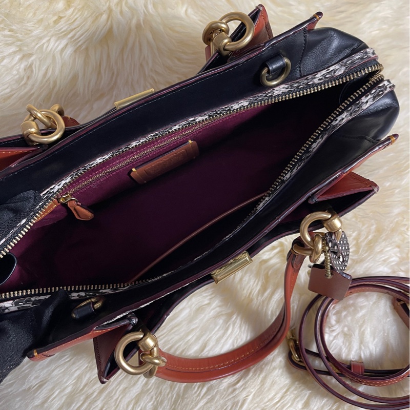 Coach Dreamer 棕色Signature 帆布搭配酒紅色及深藍色皮革飾邊 73549-4