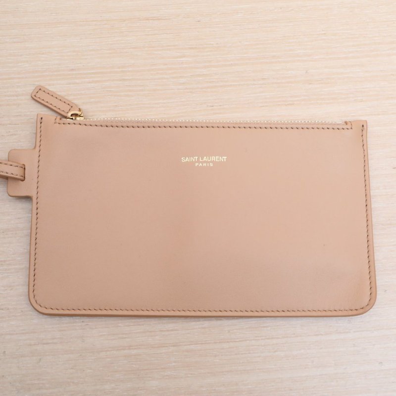 SAINT LAURENT LE5À7HOBO小號奶茶色牛皮/帆布金扣肩背包-2