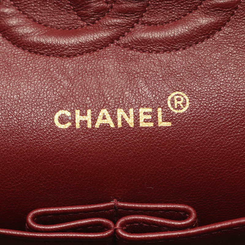 CHANEL Matelasse W 翻蓋鏈條單肩包 羔羊皮 黑色 二手 GHW CC-3