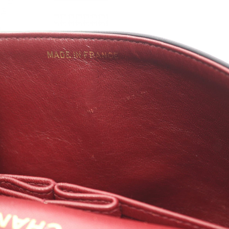 CHANEL Matelasse W 翻蓋鏈條單肩包 羔羊皮 黑色 二手 GHW CC-5