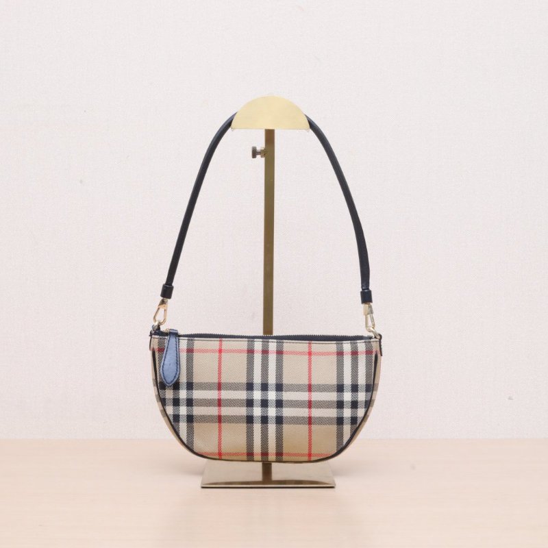 Burberry 格子帆布新款戰馬格紋半圓單肩包肩背包-1