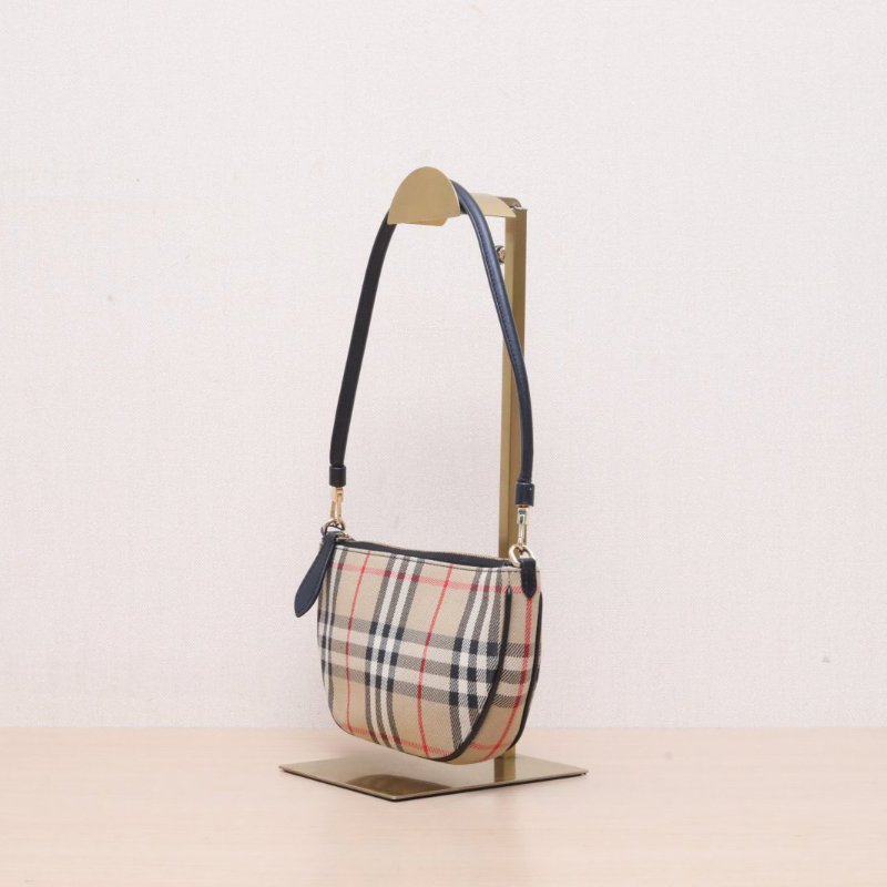 Burberry 格子帆布新款戰馬格紋半圓單肩包肩背包-3