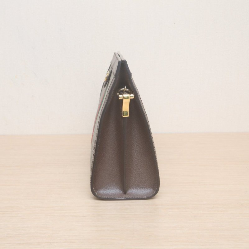 GUCCI Ophidia夾子包中號32烏木色PVC金扣肩背包-4