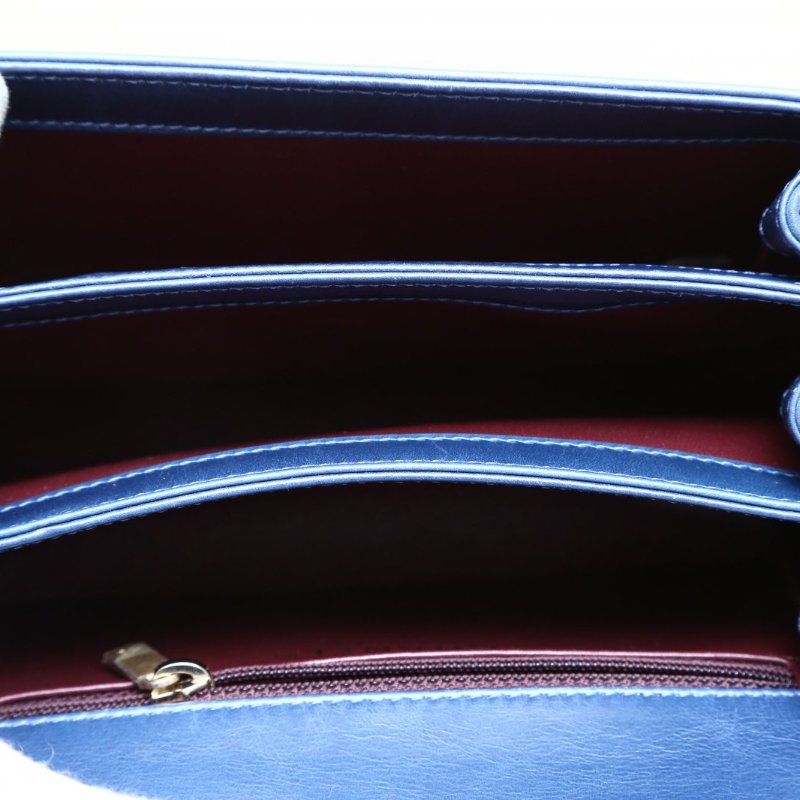 CHANEL 大都會風琴包小號20藍色牛皮26開金扣鏈條手柄肩背包-3