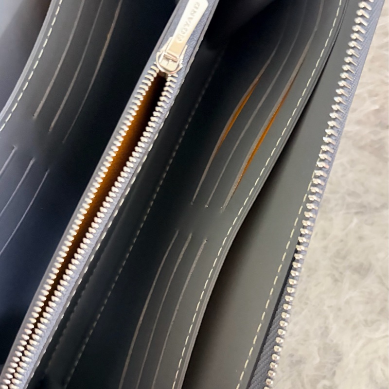 GOYARD 拉鏈帆布/皮革長夾 灰色 原廠盒子 95新-2
