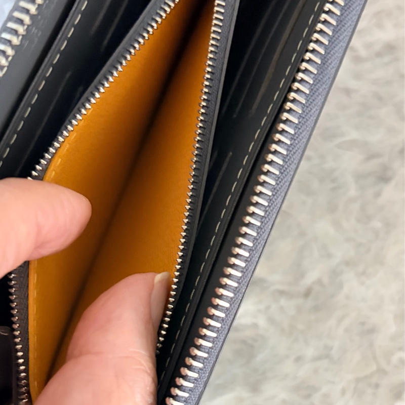 GOYARD 拉鏈帆布/皮革長夾 灰色 原廠盒子 95新-3