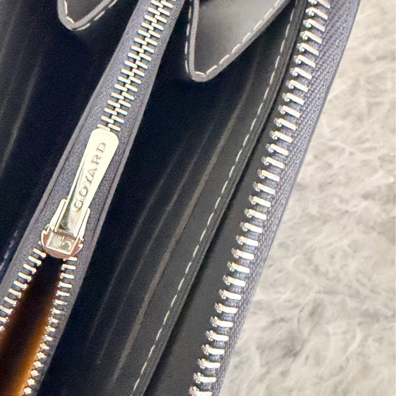 GOYARD 拉鏈帆布/皮革長夾 灰色 原廠盒子 95新-4