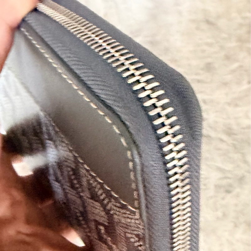 GOYARD 拉鏈帆布/皮革長夾 灰色 原廠盒子 95新-5