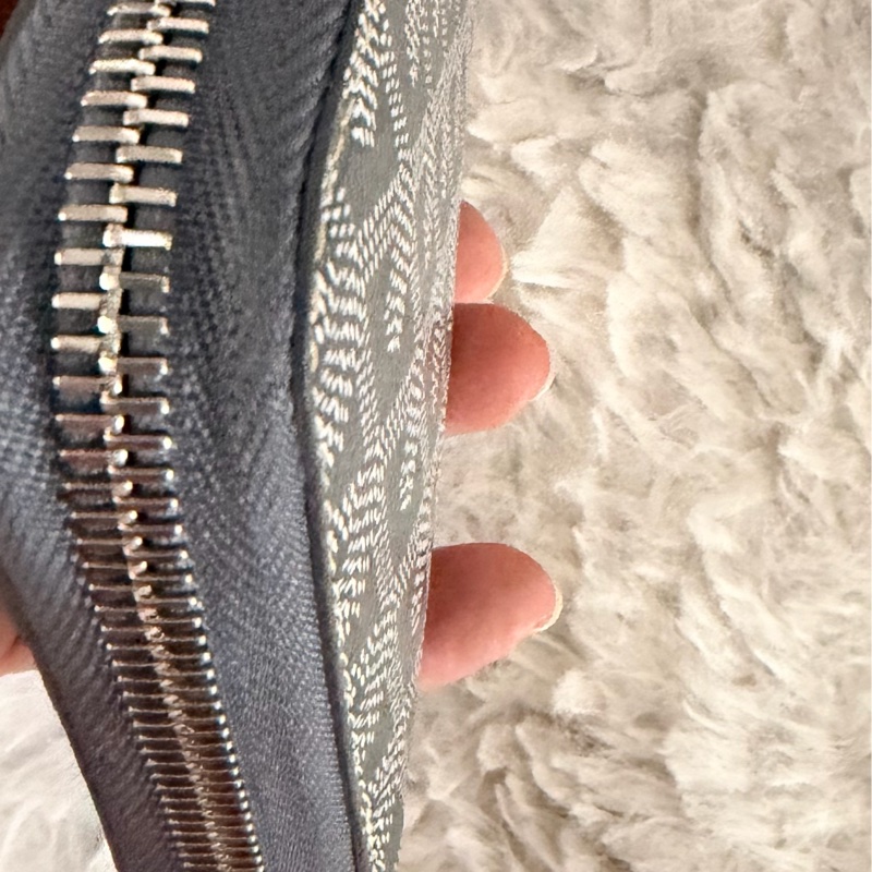 GOYARD 拉鏈帆布/皮革長夾 灰色 原廠盒子 95新-6