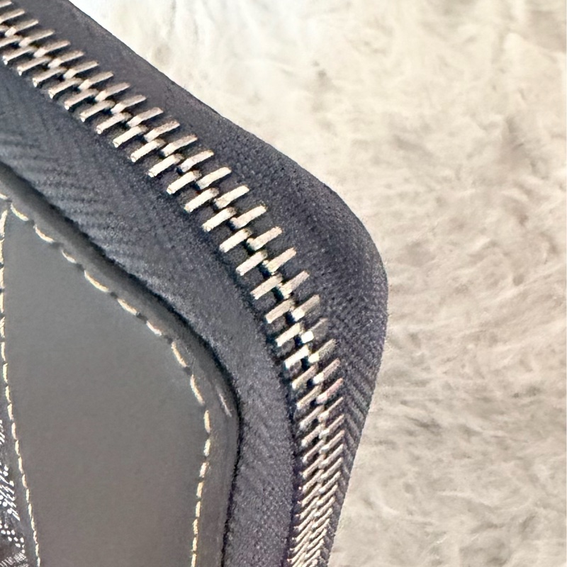 GOYARD 拉鏈帆布/皮革長夾 灰色 原廠盒子 95新-7