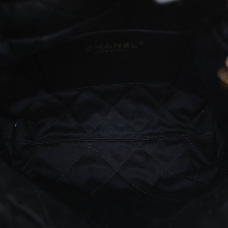 CHANEL 22BagTote托特包Mini20黑色荔枝牛皮晶片開肩背包-2