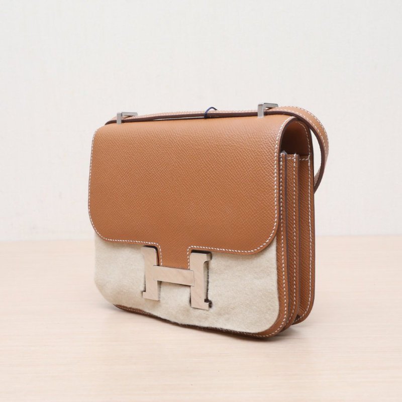 HERMES Constance康康1937金棕色Epsom皮B刻銀扣肩背包-3