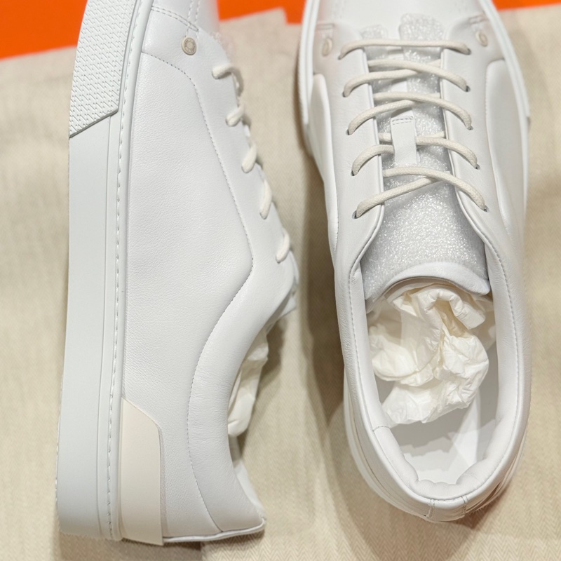 Hermes 男裝 全皮白色休閒運動鞋-7