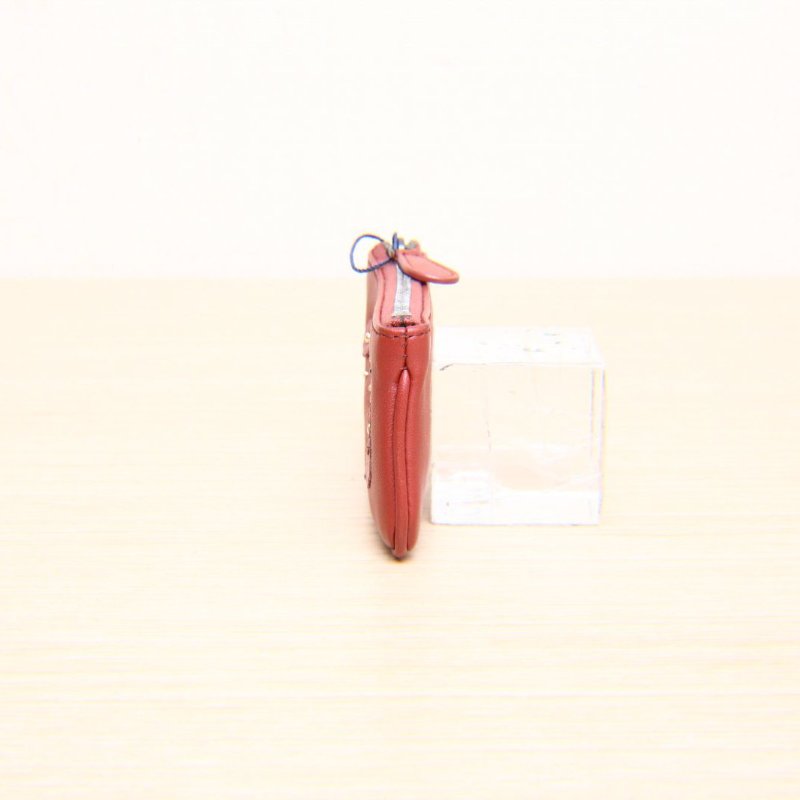 BOTTEGA VENETA 紅色牛皮零錢包花卉款肩背包-3