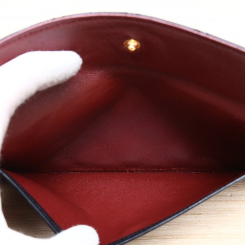 CHANEL 黑色羊皮金扣中古卡包肩背包-2