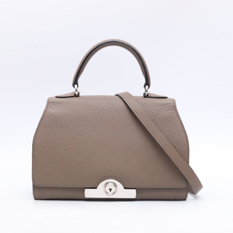 MOYNAT 大象灰荔枝牛皮銀扣Moynat莫奈rejane中號牛皮手提包單肩斜挎包肩背包-1