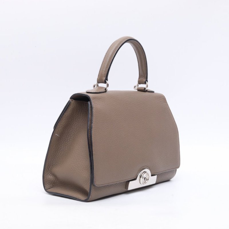 MOYNAT 大象灰荔枝牛皮銀扣Moynat莫奈rejane中號牛皮手提包單肩斜挎包肩背包-3