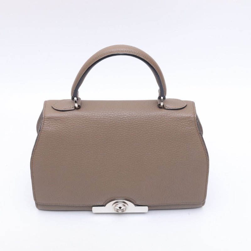 MOYNAT 大象灰荔枝牛皮銀扣Moynat莫奈rejane中號牛皮手提包單肩斜挎包肩背包-4