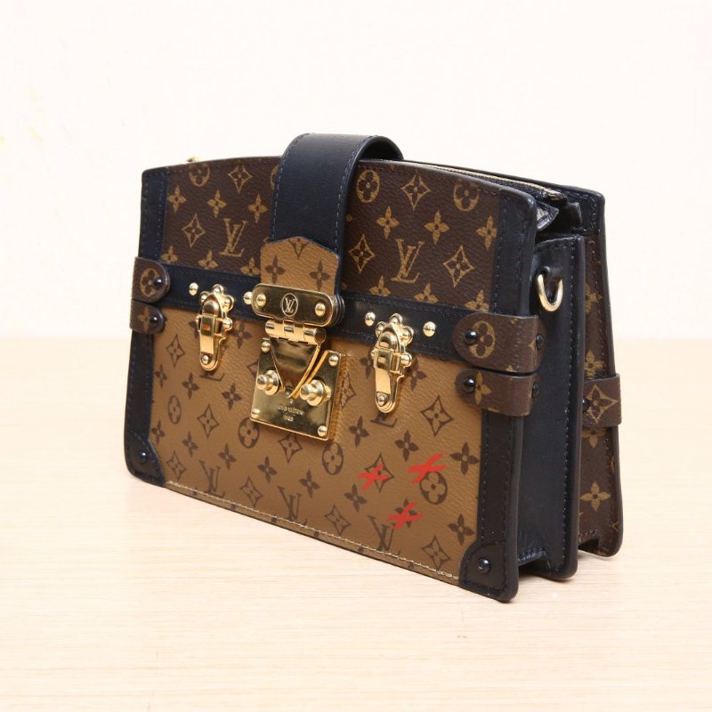 LOUIS VUITTON TrunkClutch軟盒子包拼色PVC晶片肩背包-4
