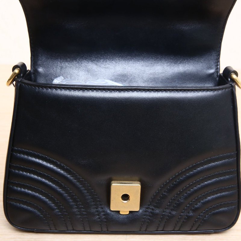 GUCCI GGMarmont手提肩背包Mini21黑色牛皮金扣肩背包-3