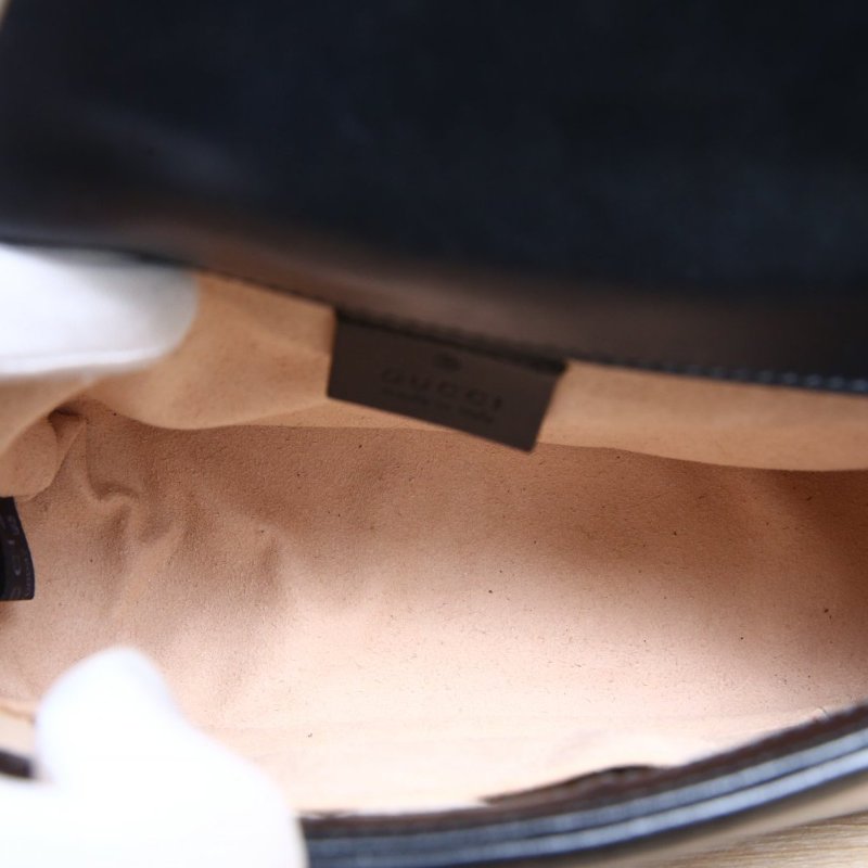 GUCCI GGMarmont手提肩背包Mini21黑色牛皮金扣肩背包-4