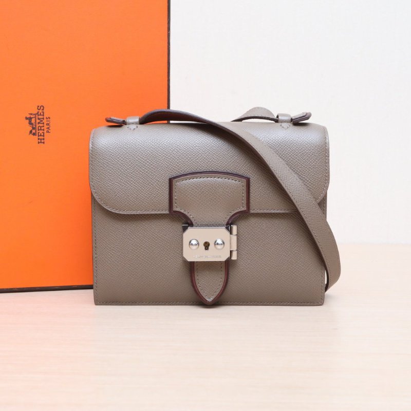 HERMES 18大象灰Epsom皮框O銀扣illicon伊利亞康肩背包-0