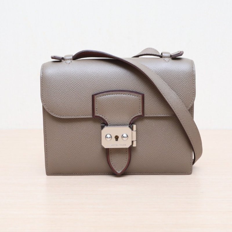 HERMES 18大象灰Epsom皮框O銀扣illicon伊利亞康肩背包-1