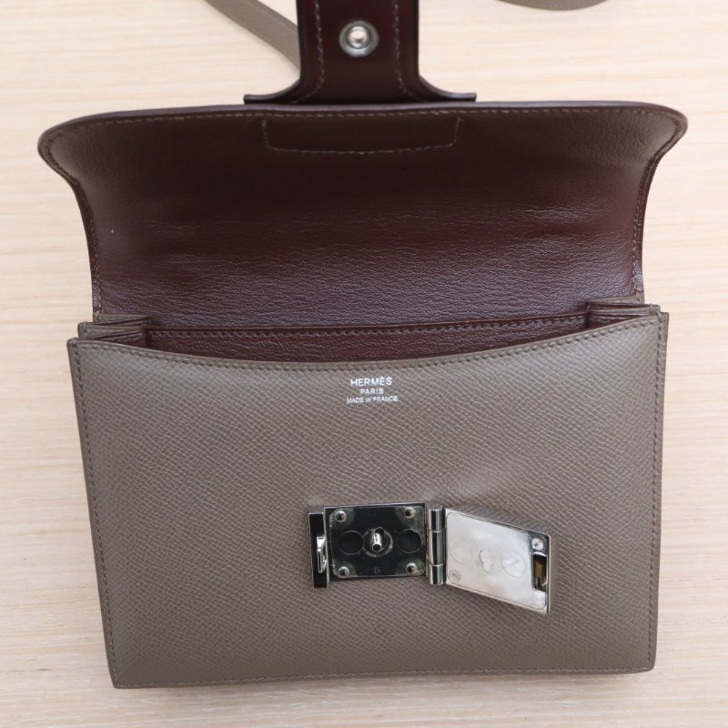 HERMES 18大象灰Epsom皮框O銀扣illicon伊利亞康肩背包-2