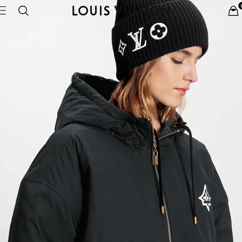 LV 黑色刺繡經典毛帽 全新盒裝⭐️ 質感保暖好好看-1