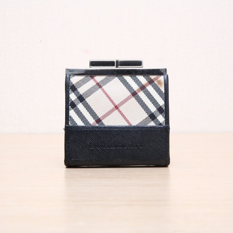 Burberry 格子牛皮零錢包肩背包-1