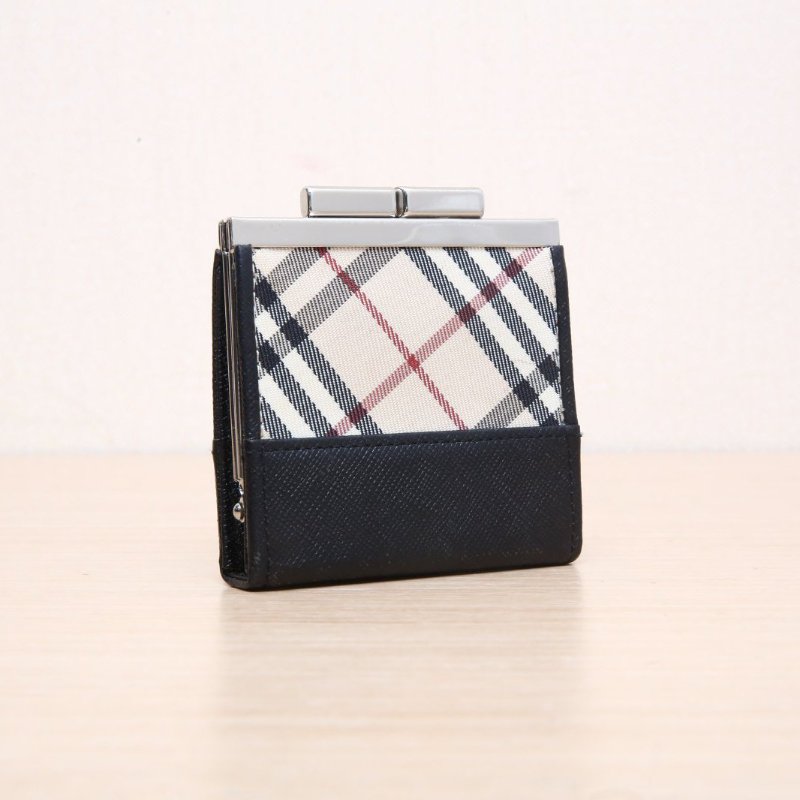 Burberry 格子牛皮零錢包肩背包-4