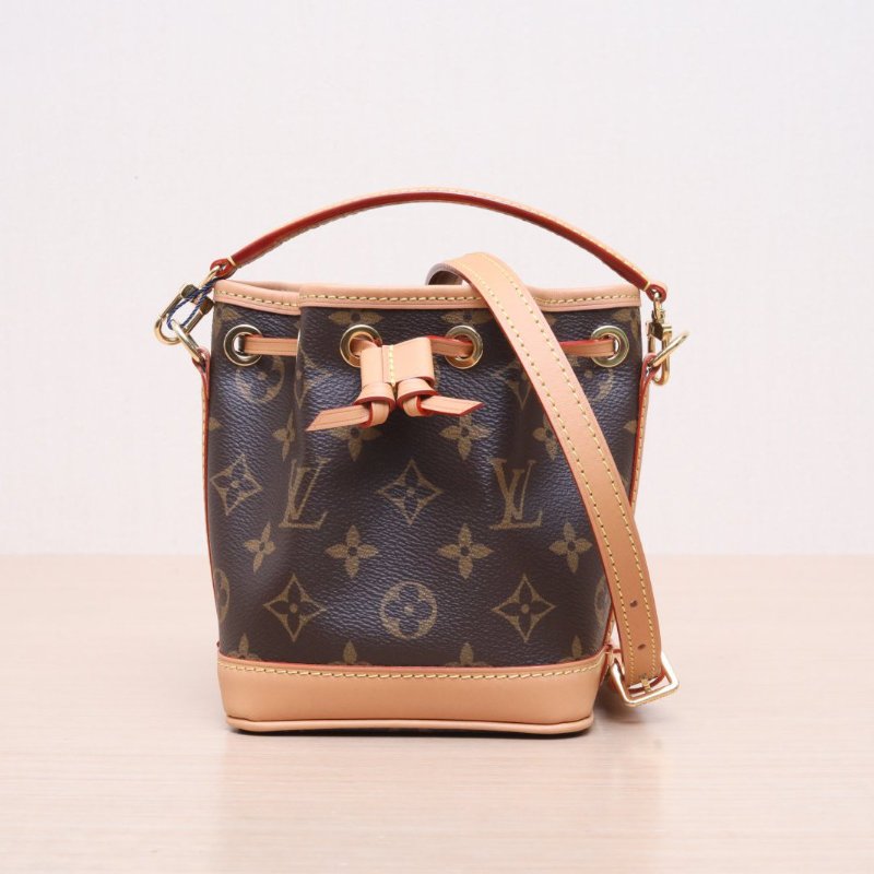 LOUIS VUITTON NOÉ水桶包Nano13可拆卸肩帶老花PVC金扣晶片肩背包-1