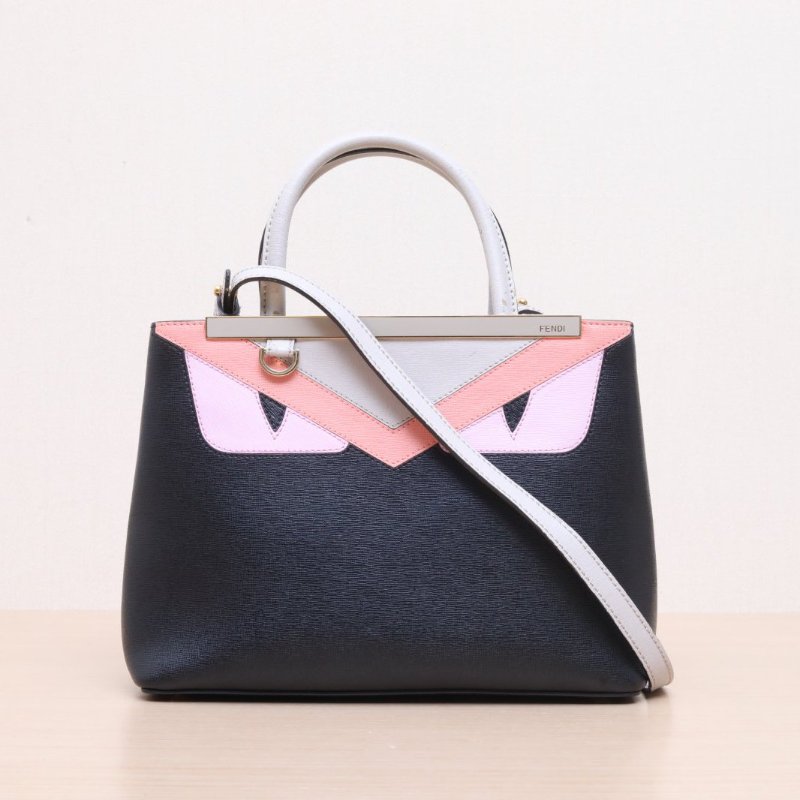 FENDI 拼色牛皮FENDI小惡魔手提斜挎包包肩背包-1