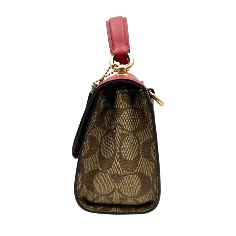 【美收精品】coach 老花紅肩帶肩背包 B-908【隔月月中將轉賣至日本 上架期限30天】-2