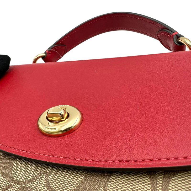 【美收精品】coach 老花紅肩帶肩背包 B-908【隔月月中將轉賣至日本 上架期限30天】-7