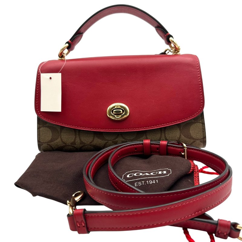 【美收精品】coach 老花紅肩帶肩背包 B-908【隔月月中將轉賣至日本 上架期限30天】-15