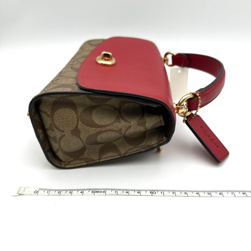 【美收精品】coach 老花紅肩帶肩背包 B-908【隔月月中將轉賣至日本 上架期限30天】-17