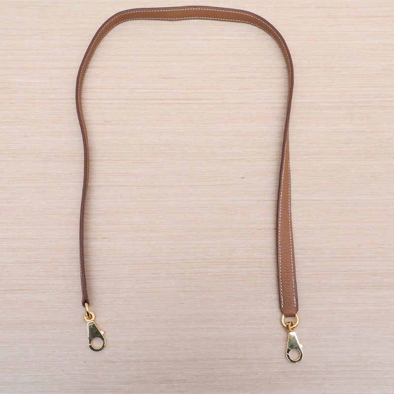 HERMES Kelly2837金棕色Togo皮W刻金扣肩背包-2