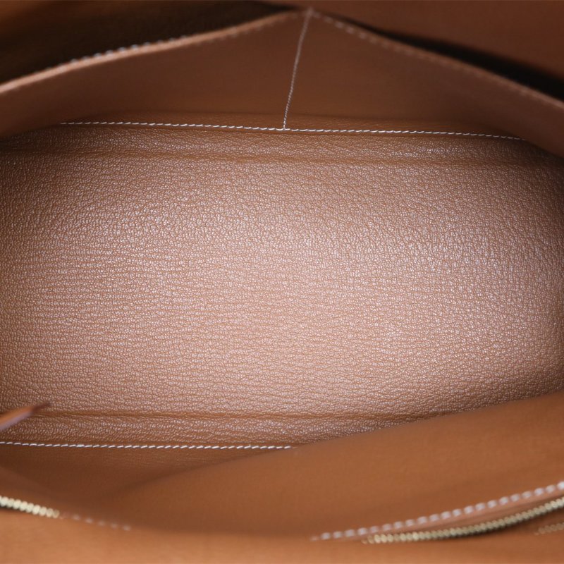 HERMES Kelly2837金棕色Togo皮W刻金扣肩背包-4