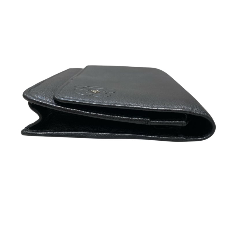 CHANEL 香奈兒 COCO 山茶花 WOC 皮革銀鍊 側背包 黑色-3