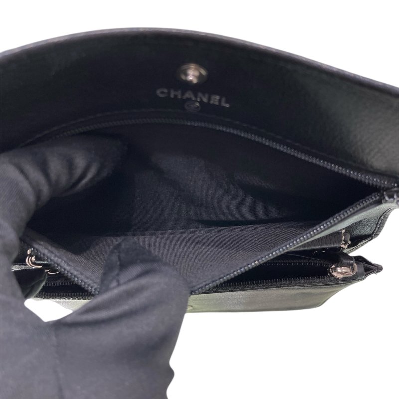 CHANEL 香奈兒 COCO 山茶花 WOC 皮革銀鍊 側背包 黑色-7