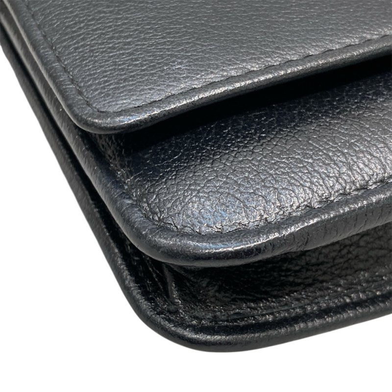 CHANEL 香奈兒 COCO 山茶花 WOC 皮革銀鍊 側背包 黑色-11