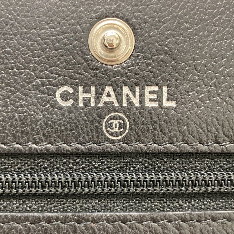 CHANEL 香奈兒 COCO 山茶花 WOC 皮革銀鍊 側背包 黑色-14