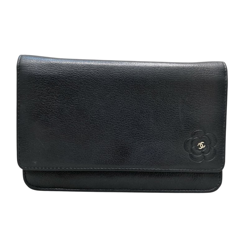 CHANEL 香奈兒 COCO 山茶花 WOC 皮革銀鍊 側背包 黑色-17