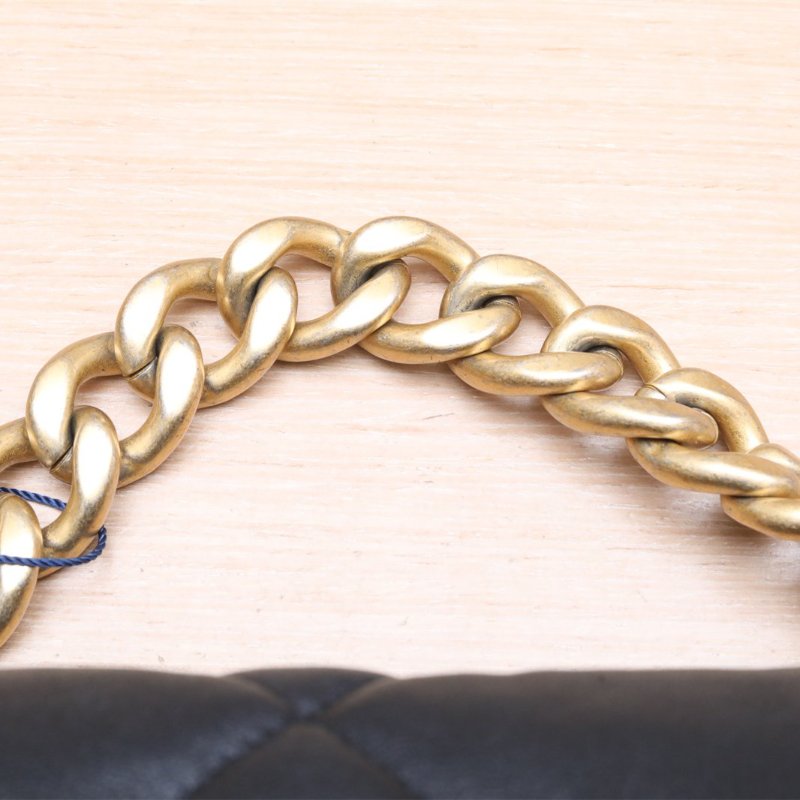 CHANEL 19BAG口蓋包中號30黑色羊皮30開金扣肩背包-2